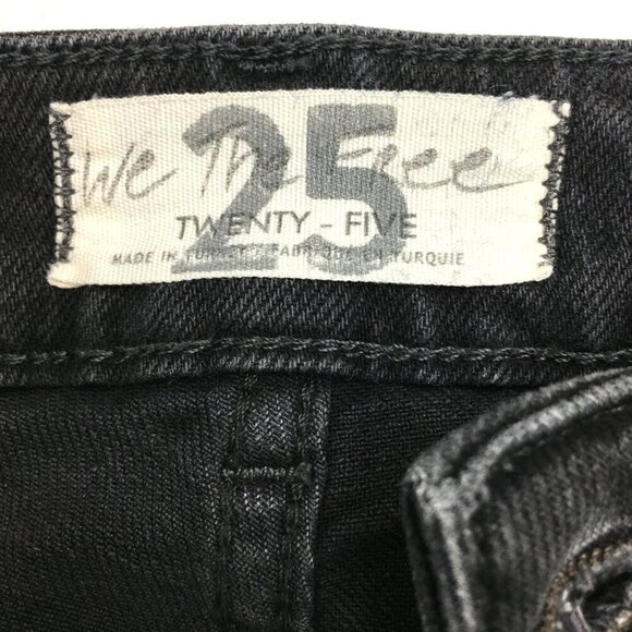 We The Free People Jeans Faded Black Zuri Ankle Mom Distressed Button Fly 25 - Picture 3 of 9